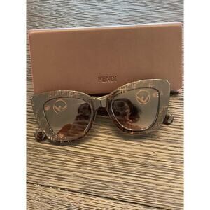 FENDI EUC Havana Tortoise F IS FENDI Brown Cat-Eye Shaped Sunglasses